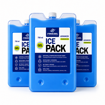 Kit x3 Pila de Frío Mediana 750 ml FREEZEL Reutilizable para Cadena de Frío