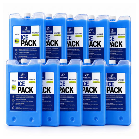 Kit x10 Pila de Frío Mediana 750 ml FREEZEL Reutilizable para Cadena de Frío
