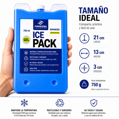Kit x8 Pila de Frío Mediana 750 ml FREEZEL Reutilizable para Cadena de Frío