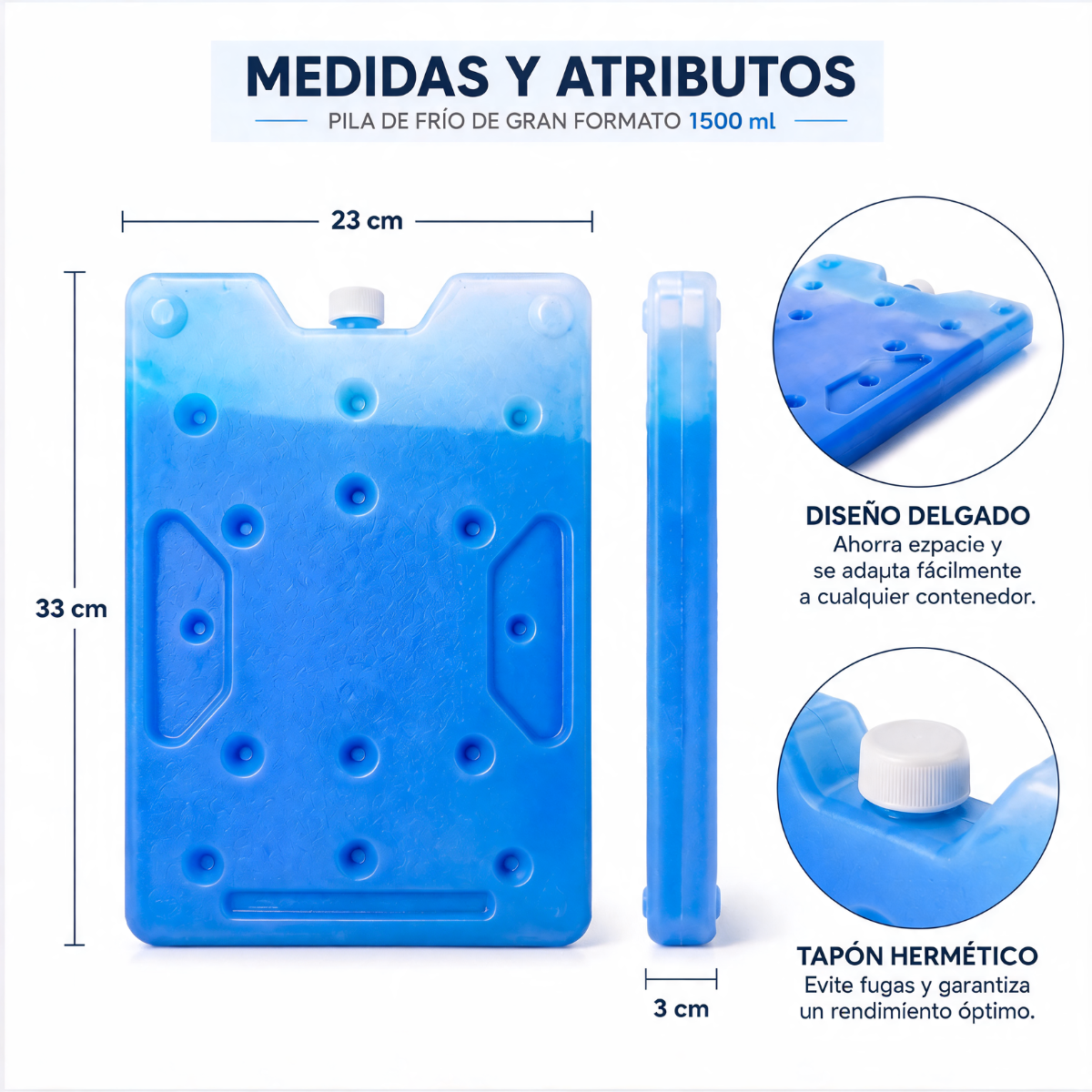 Kit x5 Pila de Frío Grande 1500 ml FREEZEL Reutilizable para Cadena de Frío