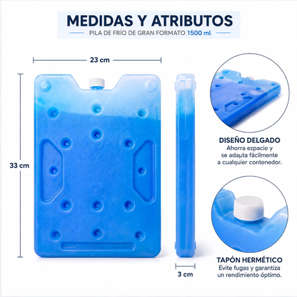 Kit x5 Pila de Frío Grande 1500 ml FREEZEL Reutilizable para Cadena de Frío