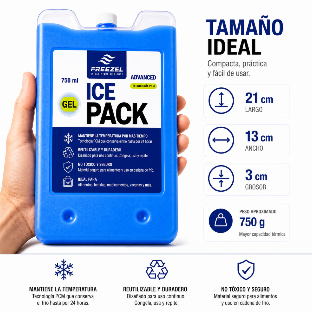 Kit x5 Pila de Frío Mediana 750 ml FREEZEL Reutilizable para Cadena de Frío