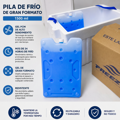 Kit x5 Pila de Frío Grande 1500 ml FREEZEL Reutilizable para Cadena de Frío