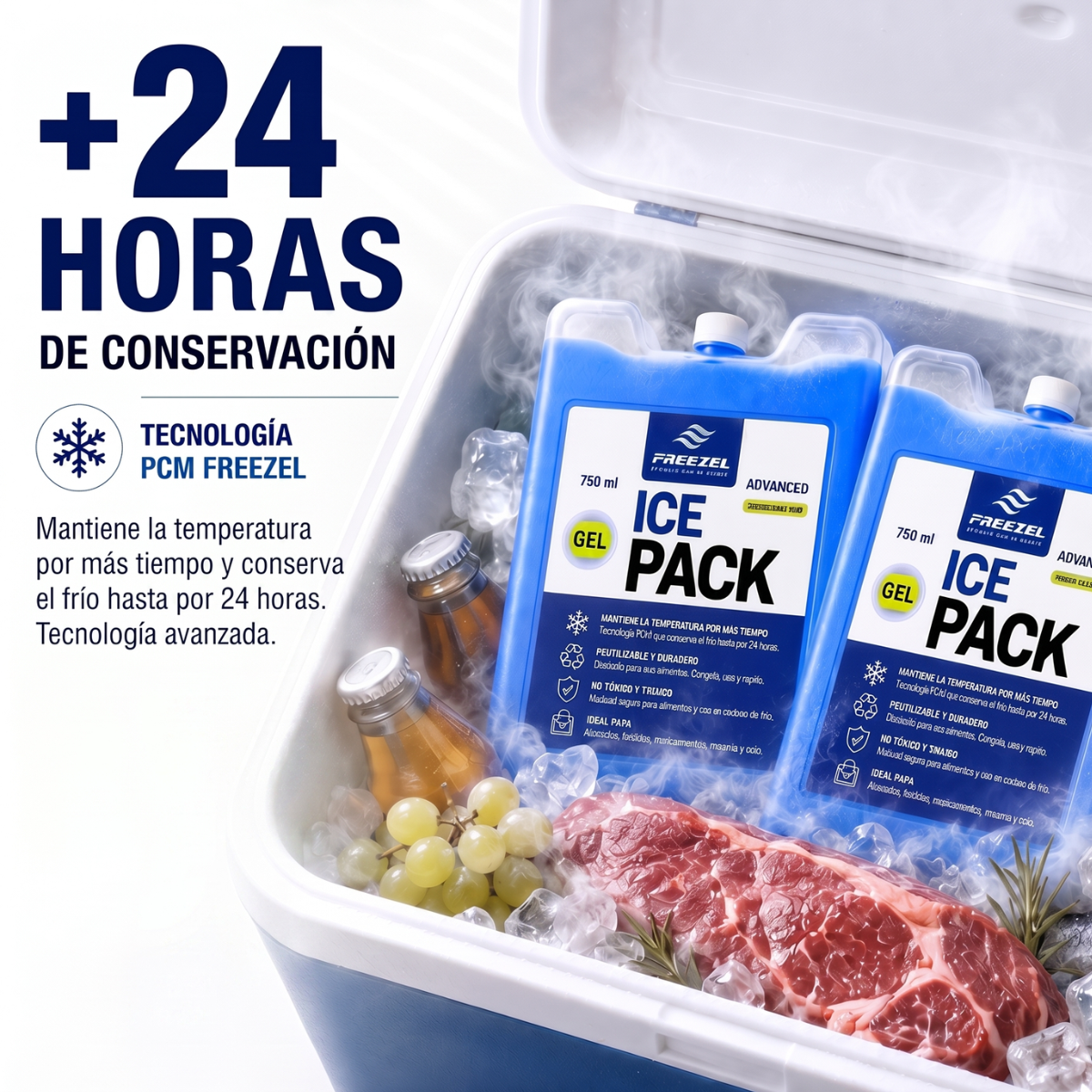 Kit x5 Pila de Frío Mediana 750 ml FREEZEL Reutilizable para Cadena de Frío