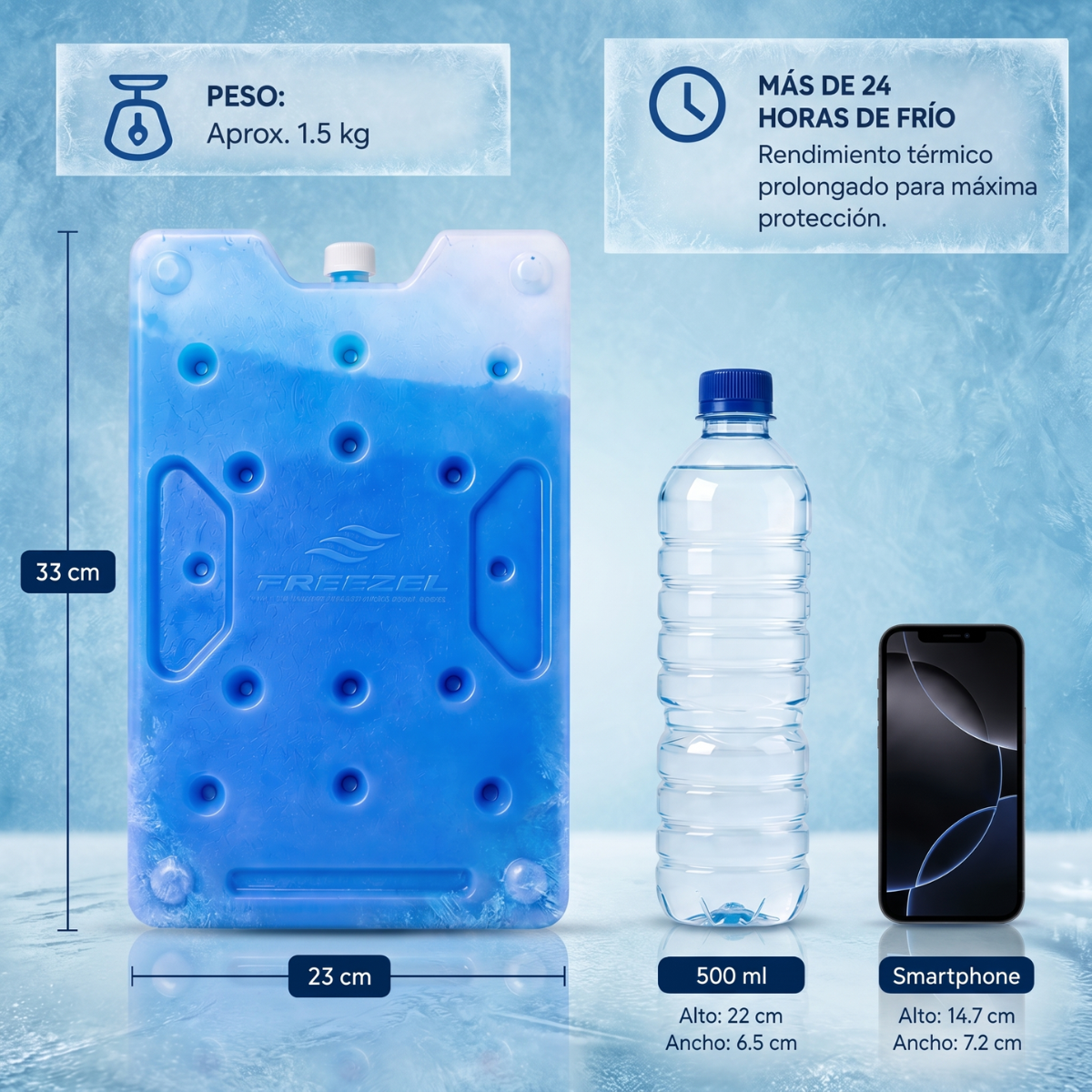 Kit x5 Pila de Frío Grande 1500 ml FREEZEL Reutilizable para Cadena de Frío